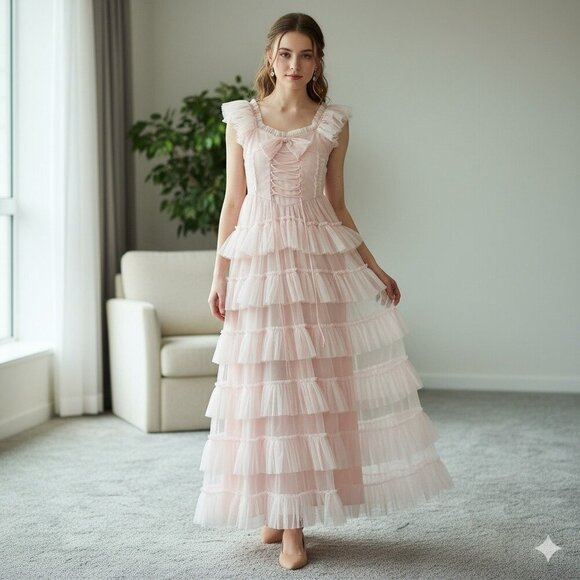 Amy Jane London Dresses & Skirts - NEW AMY JANE LONDON Amy Jane London Evangeline Ruffle Maxi Dress Pink Size XS